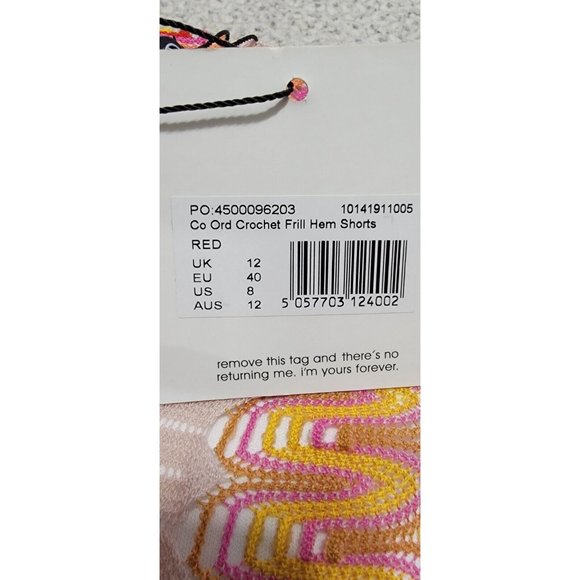 Missguided Women's Shorts Co Ord Crochet Frill Hem Multi-Color Size 8 NEW w/ Tag - Picture 5 of 15